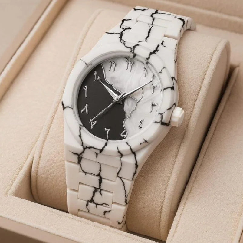 Arabic Aura Watch Marble Double Dial (IMPORTED)